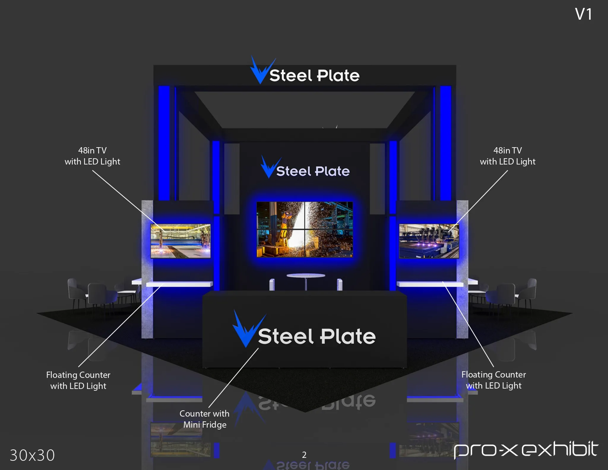 30x30 Island booth design by Pro-X Exhibits